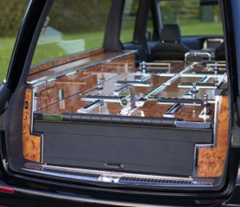 Mercedes Hearse rear view Simple Cremation Ireland